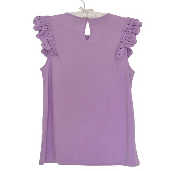NEW LILLY PULITZER Bev Top  in Purple Iris Sleeveless Eyelet Detail Size Medium - Picture 5 of 9